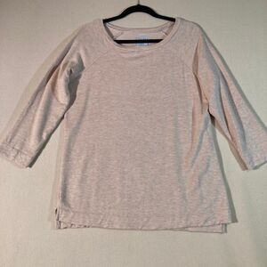 Sunday Sweatshirt Sz M‎ Pink Heather 3/4 Sleeve Casual Soft Lounge Wear Top